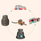 Magic Organ Multiform Scratching Board with Catnip, Foldable Magnetic Assembly Cat Scratch Pad for Outdoor Entertainment, Portable Accordion Cat Scratcher Cardboard with Bell Ball Toy for Indoor Cats