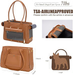 Minsong Fashion Pet Carrier Purse for Small Cat and Dog, Luxury Pu Soft-Sided Tote Bag with Large Pockets for Dogs and Puppies (Brown, 13.6" L x 6" W x 10.0" H)
