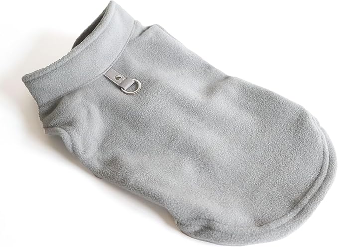 JACKO & CO - Fleece Vest Sweater with Leash Ring - Soft Lightweight Breathable for Puppies Small Medium Dogs, Kitten, Cats, Chihuahua - Warm for Fall/Autumn/Winter (Grey, X-Large 17-25lbs)