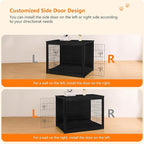 DWANTON Dog Crate Furniture with Cushion, Wooden Kennel Table with Double Doors, Indoor Dog House, Extra Large Size, 43.3" L, Black