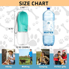 Portable Dog Water Bottle with Bowl, Leak Proof, Convenient for Walking, Hiking and Camping (Blue, 12oz)