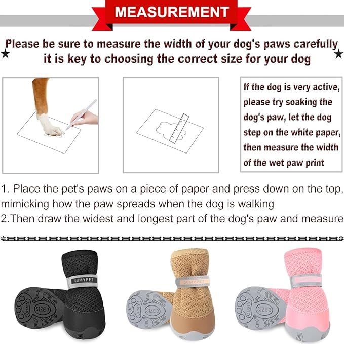 QUMY 4PCS Dog Shoes for Small Dogs, Hot Pavement Summer Puppy Dog Boots & Paw Protectors with Soft Anti-Slip Rubber Sole, Mesh Breathable Dog Booties for Hardfloors, Walking Running Khaki Size 1