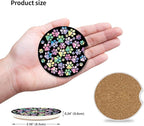2 Pack Absorbent Car Coasters for Cup Holders,Gradient Colorful Dog paw Print Ceramic Coasters with Cork Back and Finger Slot,2.56" Auto Accessories for Women & Men.