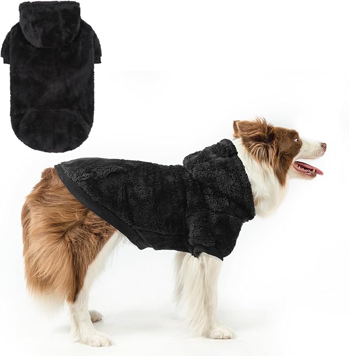 SCENEREAL Fleece Dog Sweater Hoodie for Small Medium Large Dogs, Fuzzy Warm Dog Sweatshirt with Pocket, Girl Boy Dog Clothes for Winter/Fall, Designer Cute Male/Female Dog Clothes with Leash Hole