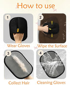 2PCS Pet Hair Removal Glove for Dogs & Cats, Magic Brush Gloves for Furniture & Clothing, Electrostatic Gloves for Pet Hair, Durable & Pet-Safe Design