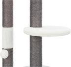 TRIXIE Pilar Cat Scratching Post 39.4 Inch - with Durable Sisal Rope (Gray) and Condo, Two Platforms, Top Platform with Backrest & Dangling Cat Toy - in Gray