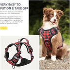 HEELE Dog Harness, No Pull Adjustable Padded Reflective Harness for Small Medium Large Dogs with Handle for Walking Training, Checkered-Red, XL