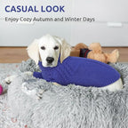 Queenmore Dog Sweaters for Large Dogs Boy, Thanksgiving Large Dog Sweaters with Turtleneck, Long Sleeve Knit Pullover for Doggy, Warm Soft Winter Pet Outfit for Beagle,Dachshund,Doberman (Blue,L)