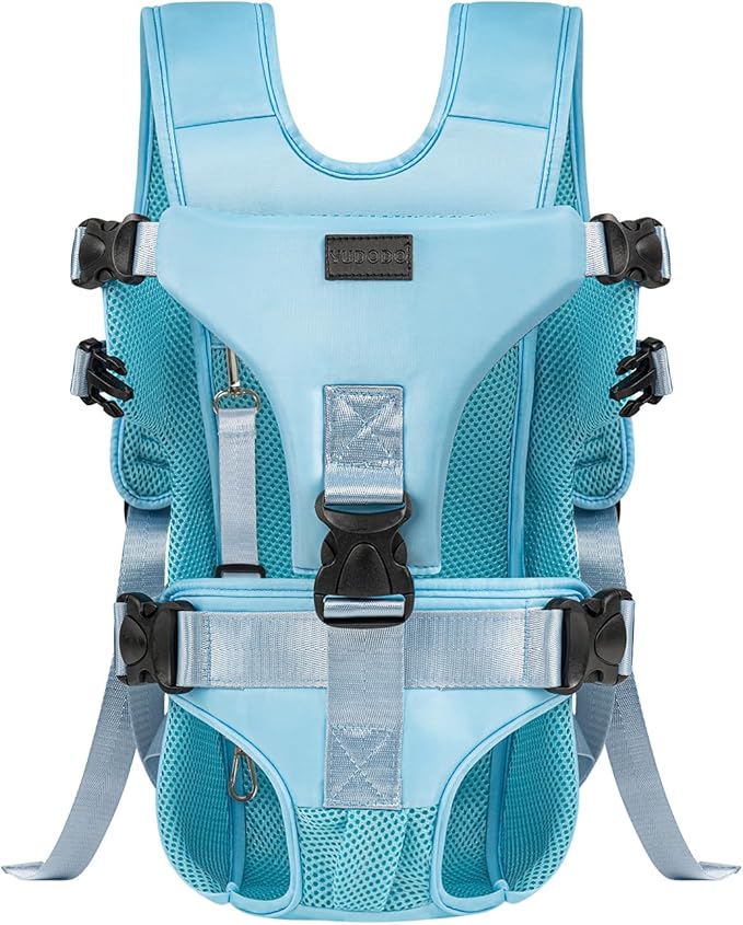 Pet Dog Front Carrier Backpacks, Legs Out Secure-Fit Dog Front Carrier for Small Dogs Up to 17 lbs, Adjustable Hands Free Pet Chest Carrier for Hiking Cycling (S, Blue)