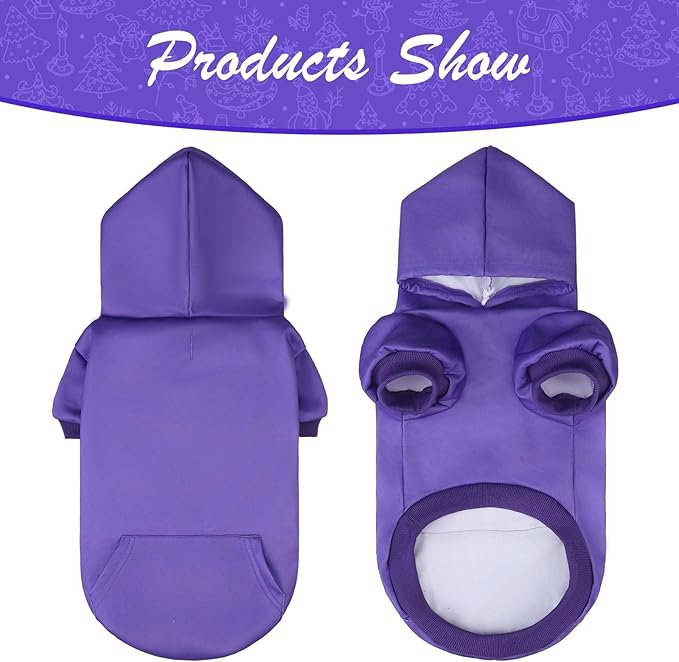 KOOLTAIL Basic Dog Hoodie - Soft & Warm Dog Hoodie Sweater with Leash Hole and Pocket, Dog Winter Coat, Cold Weather Clothes Sweatshirt for Small Medium Large Dogs Puppy Cat Boys Girls Purple M