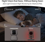 5G Security Camera Indoor 2-Pack, No-Monthly-Fee AI Tracking Facial Recognition, 3K Pet/Dog Camera with Speaker/Phone App, PTZ WiFi Baby Monitor Cameras for Home Security, 0-Glow Night Vision