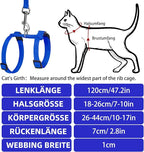 PUPTECK Adjustable Cat Harness and Leash Set Escape Proof Kitten Strap Collar for Walking Travel, Blue