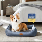 Orthopedic Dog Beds for Medium Dogs, Durable Egg Crate Foam Sofa Dog Bed wit Washable Removable Cover,Waterproof Lining,Pet Bed for Large Dogs (Denim Blue, 31.5" L x 25.2" W x 7" Th)