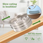 Stainless Steel Slow Feeder Dog Bowls – Non-Slip Metal Dog Bowl for Large & Medium Breeds, Puppy Puzzle Feeder – 2 Cup Capacity for Small to Big Pets – Durable Slow Feed Dog & Cat Food Dish