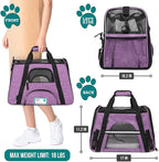 PetAmi Airline Approved Pet Carrier for Cat, Soft Sided Dog Carrier for Small Dog, Cat Travel Supply Accessories Indoor Cat, Ventilated Pet Carrying Bag Medium Large Kitten Puppy, Small Heather Purple