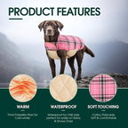 Kuoser Warm Dog Coat, Waterproof Dog Jacket for Extra Large Dogs, Adjustable Durable XL Doggie Winter Coat Reversible Cozy Puppy Cold Weather Apparel from Small to Large Breed, Pink XL