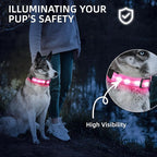 Super Bright LED Dog Collar - Fully Waterproof & Adjustable Glow Collar - USB-C Rechargeable for Night Walking, Safety - Flashing Lighted Collar for Dogs(Pink,S)