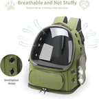 Cat Backpack Carrier for Cats and Small Dogs, Breathable Cat Bubble Backpack, Airline Approved Pet Travel Carrier for Hiking Camping Outdoor(Green)