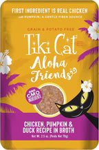 Tiki Cat Aloha Friends, Chicken, Pumpkin & Duck, Grain-Free & High Moisture, Wet Cat Food for All Life Stages 2.5 oz. Pouch (12 Count)