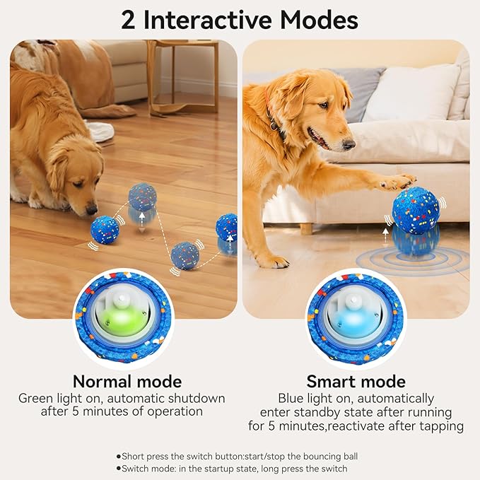 2025 Smart Interactive Dog Toys for Aggressive Chewers, Self Moving Interactive Dog Ball, Automatic Vibrating Toy, E-TPU Material Chew Proof Design for Boredom & Training for Medium and Large Dogs