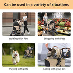 Pettingzoo Dog stroller with 4 Wheels, Folding Cat Stroller for Small/Medium/Large dogs & cats to 60 lbs, pet stroller with removable carrier, Storage BasketCup Holder,3 in1 Multifunctional Detachable
