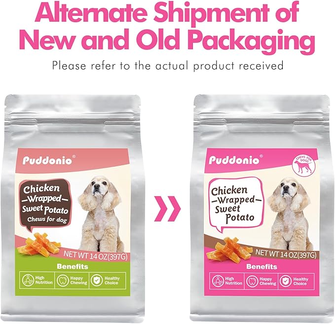 Dog Treats, Chicken Wrapped Sweet Potato Dog Treats, Rawhide Free Healthy Snacks, Soft Chews for Puppy and Small Dogs, 14 oz