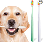 Dog Toothbrush Kit 2 Pack, Ultra Soft Pet Tooth Brush for Medium to Large Dogs, Animal Teeth Brushing Kit for Easy Dental Cleaning