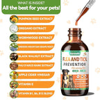 Oral Flea and Tick Support for Dogs and Cats, Natural Dog Flea and Tick Defense, Cat Flea Drops Supplements with Vitamin for Pets - All Breeds and Ages - Bacon