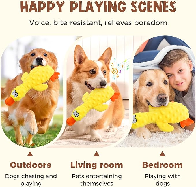 Quack-Quack Duck Dog Toy,Durable Plush Chew Toy with Sounds,Stuffed Plush Calming Duck Dog Toy for Indoor Puppies and Senior Pups (A-Yellow+Green, Small)