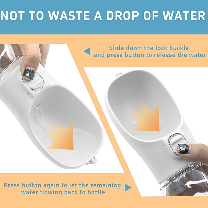 Portable Dog Water Bottle with Bowl, Leak Proof, Convenient for Walking, Hiking and Camping (Gray, 19oz)