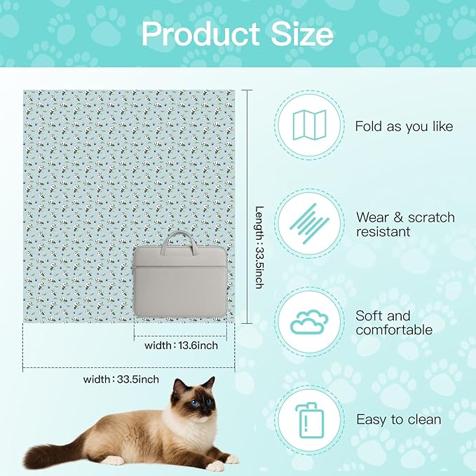 33.5" Cat Wrap for Grooming, Maximum, Self-Adherent Soft Cat Blanket for Nail Clipping, Anti-Scratch-Escape Calming Wrap, Cats Burrito Swaddle for 6-18 lbs (Green Kitten, XX Large)