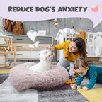 Himax Dog Beds for Small Dogs, Donut Dogs Beds with Blanket Attached, Calming Dog Bed Washable (20"/26"/35") Beige