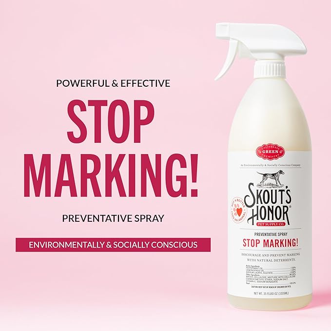 SKOUT'S HONOR Stop Marking! Preventative Spray for Dogs - Natural Lemongrass & Peppermint Oils - Eco-Friendly Training Aid, Alcohol-Free, Discourages Marking, 35oz