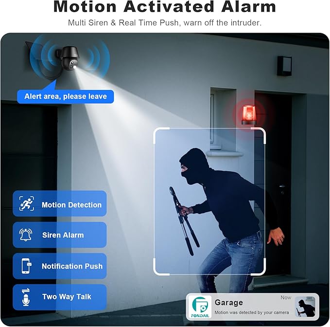 Solar Security Cameras Wireless Outdoor, 2K Pan/Tilt 360° View Solar/Battery Powered WiFi Cameras for Home Security with AI Motion Detection, Spotlight, 2-Way Audio, Siren, IP65, SD/Cloud Storage