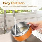 LIHONG Stainless Steel Dog Bowls for Large Dogs,Dog Food Water Bowls with Non Slip Rubber Bottom,Pet Feeding Bowl,Double Wall Insulated,Rustproof(64oz,Orange)