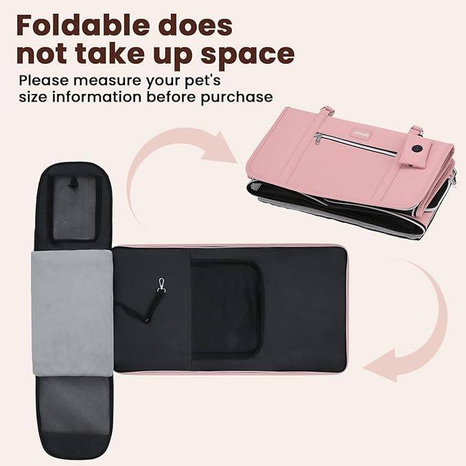 Pecute Stylish Cat Carrier Up to 13lbs, Soft Sided Small Dog Travel Carriers, Collapsible Pet Carrier for Small Cats and Dogs with Locking Safety Zippers, Puppy Carrier Airline Approved -Pink