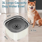 UPSKY 3L Dog Water Bowl 101oz Stainless Steel No Spill Large Capacity Dog Food Water Bowl Slow Water Feeder, Spill Proof Pet Water Dispenser Vehicle Carried Travel Water Bowls