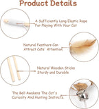 15.8inch 3Pack Interactive Cat Wand Toy for Indoor Cats Teases for Bored Indoor Adult Cats to Chase and Exercise Solid Wood Bell Ball