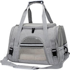Expandable Cat Carrier for Travel, Soft-Sided Pet Carrier for Cats and Small Dogs, Airline Approved, Comfortable & Breathable Cat Carrying Bag with Adjustable Strap for Daily Use & Airplane(Gray)