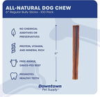 Downtown Pet Supply 6-inch Bully Sticks for Dogs, Pack of 100 - Single Ingredient, Nutrient-Rich and Odor Free Bully Sticks for Dogs - Rawhide Free Dog Chews Long Lasting and Non-Splintering