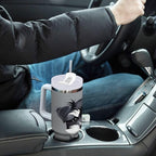 Boccsty Grey Schnauzer Dog Insulated Tumblers Reusable Stainless Steel Tumbler 30 oz Cup Coffee Travel Mug Water Bottle with Handle & Flip Straw for Home Office Car