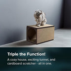 Cat Scratcher Tunnel, Cardboard cat House, Scratching Post for Indoor Cats, 360 Degree Comfort, Durable Design, Odor-Free, Easy Assembly, Perfect for Playful Kittens and Adult Cats, Espresso