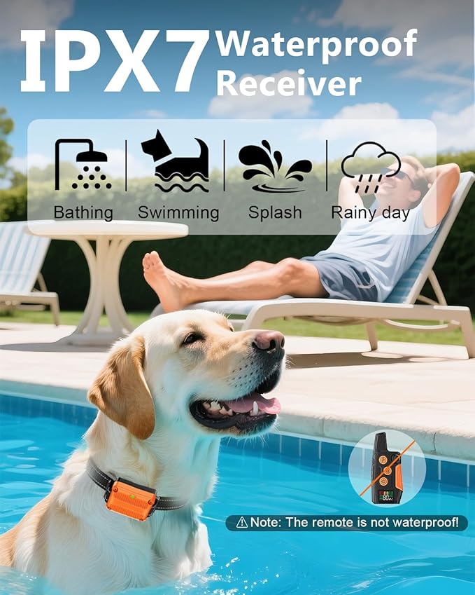 Dog Shock Collar with Remote Control 3300FT Range IPX7 Waterproof Rechargeable E Collar for Dogs Training 3 Modes for 5-120lbs Small Medium Large Dogs
