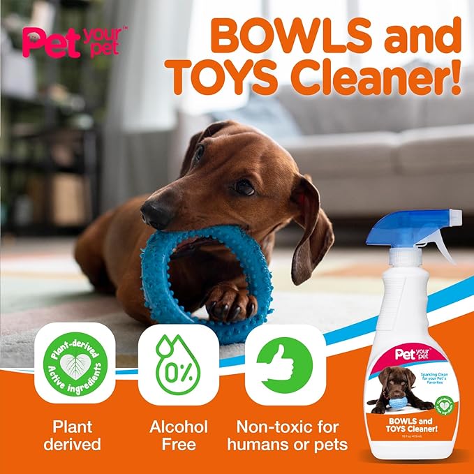Dog Bowls and Toys Cleaner – Cleaning Spray for Pet’s Toys & Bowls with Plant-Derived Ingredients – Multipurpose Spray for Clean Products - Indoor/Outdoor Dog Lovers Essentials