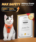 Halypet Cat Harness and Leash Set [MAX Safety 4th-Gen Upgrade] Escape Proof Adjustable Cat Leash Comfortable Soft Vest Easy to Wear Kitten Harness with Reflective Strip for Cats Walking, M Orange