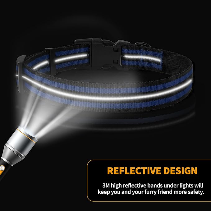 Mile High Life Reflective Dog Collar | Nylon Pet Collars wiith Buckle | Light Weight Puppy Collars | Blue Dog Collars for Small Dogs (Blue, X-S)