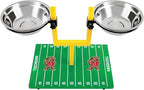 NCAA Maryland Terrapins Goalpost Football Field Dog Feeder – Adjustable Elevated Dog Bowls with Stand, 2 Stainless Steel Bowls, Non-Slip Rubber Feet, Raised Pet Feeder for Large & Small Dogs
