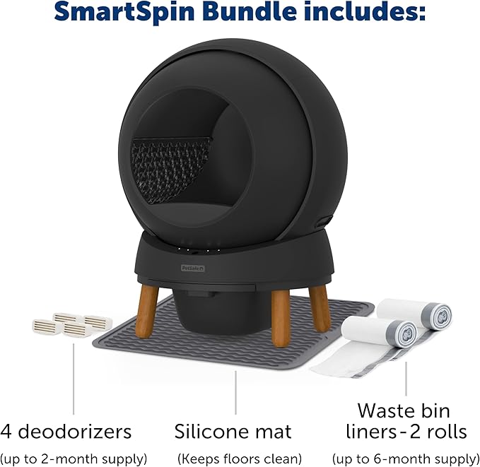 PetSafe ScoopFree SmartSpin Self-Cleaning Litter Box Bundle - Smart Cat Litter Box - Automatic Waste Collection - Odor Control - Complete Litter Kit - Multi-Cat Households