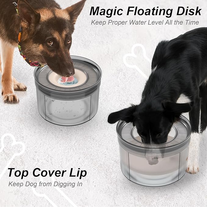 1Gallon No Spill Dog Water Bowl-3.8L Large Capacity, BPA-Free, Anti-Splash & Anti-Digging Design with Non-Slip Base, for Messy Drinkers