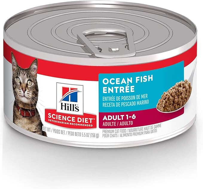 Hill's Science Diet Adult 1-6, Adult 1-6 Premium Nutrition, Wet Cat Food, Ocean Fish Minced, 5.5 oz Can, Case of 24